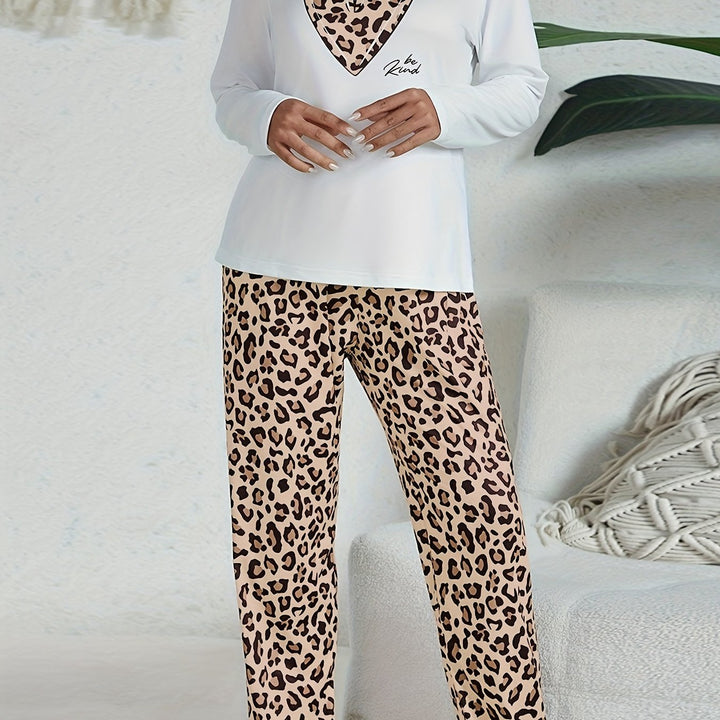 Damen Set Pyjama mit Leopardenmuster | Nachtwäsche und Hauskleidung