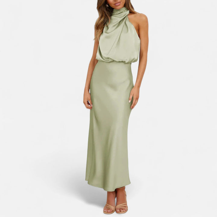 Damen Abendkleid mit hohem Ausschnitt | Maxi