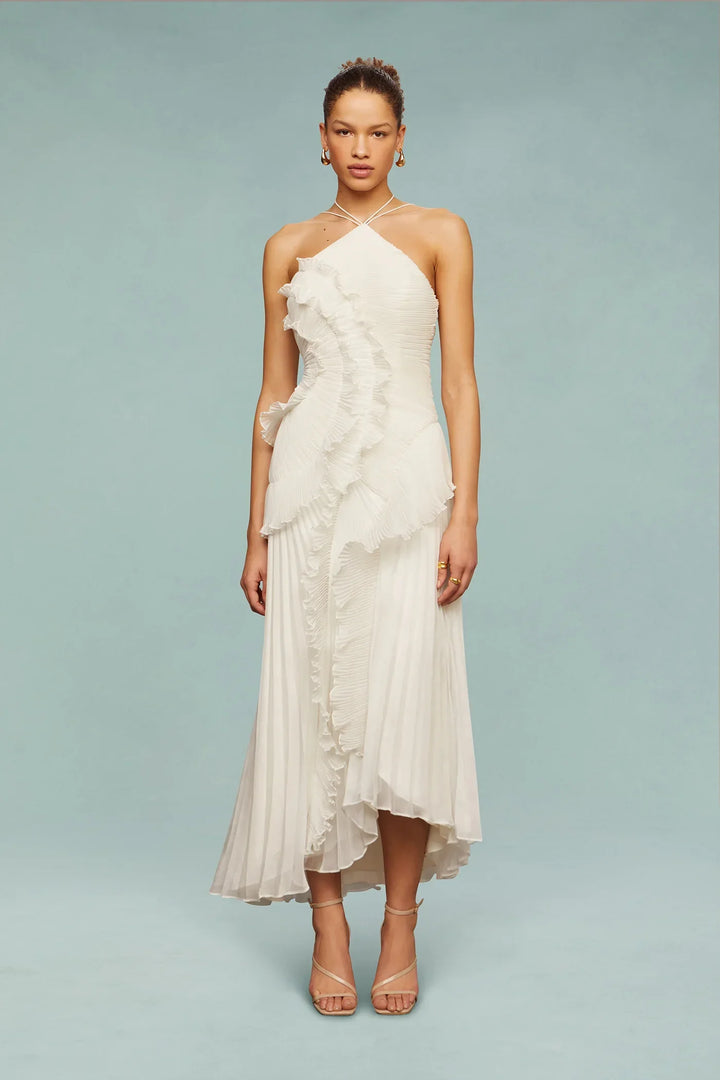 Damen Abendkleid mit Rüschen | Maxi