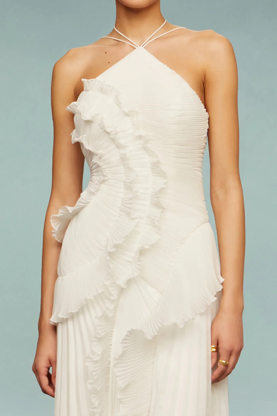 Damen Abendkleid mit Rüschen | Maxi
