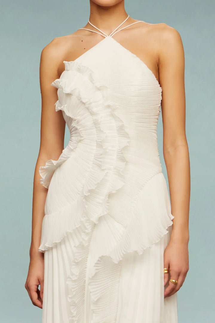 Damen Abendkleid mit Rüschen | Maxi