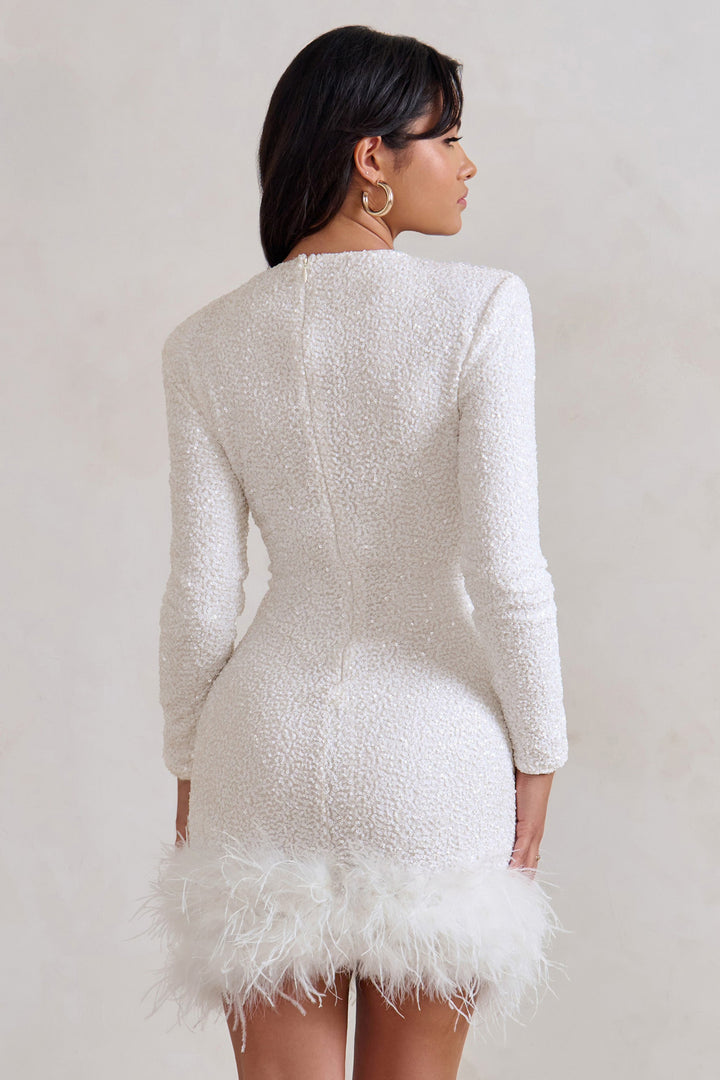 Women's Mini Dress with Feathers | Party
