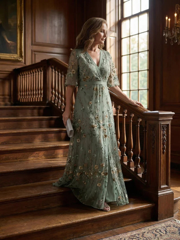 Damen Abendkleid mit V-Ausschnitt | Maxi