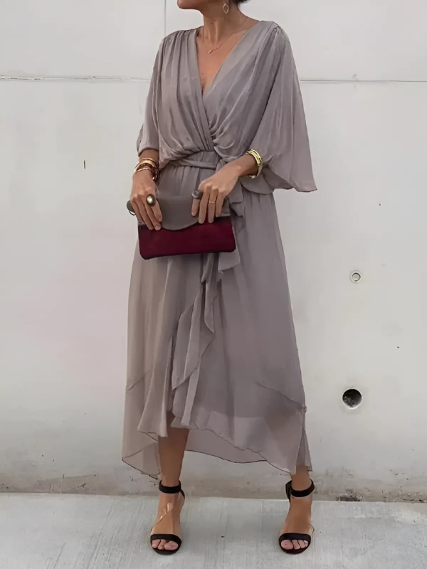 Vestido Feminino de Verão com Decote V | Midi