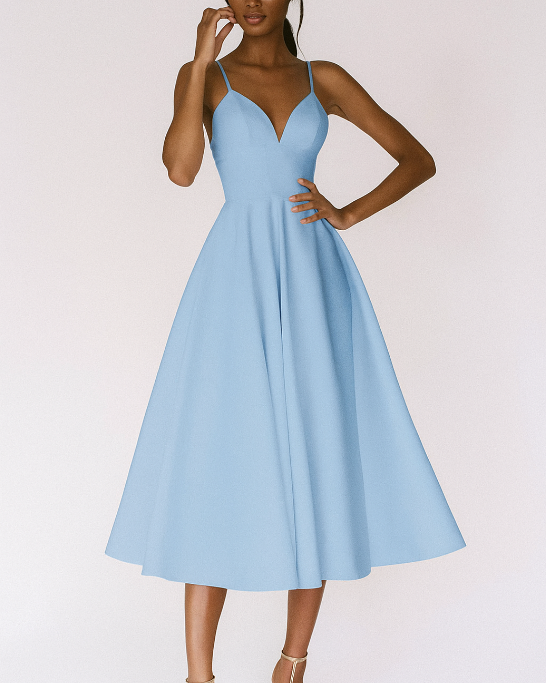 Damen Hochzeitskleid mit Trägern | Midi