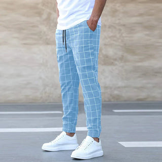 Męskie Stylowe Spodnie Jogger | W Kratę