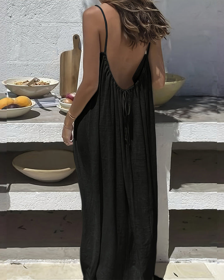 Damen Spaghetti-Träger Kleid Casual | Maxi