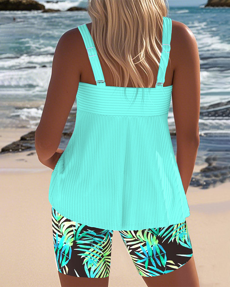 Damen Gerippter Tankini-Set | Strandtauglich