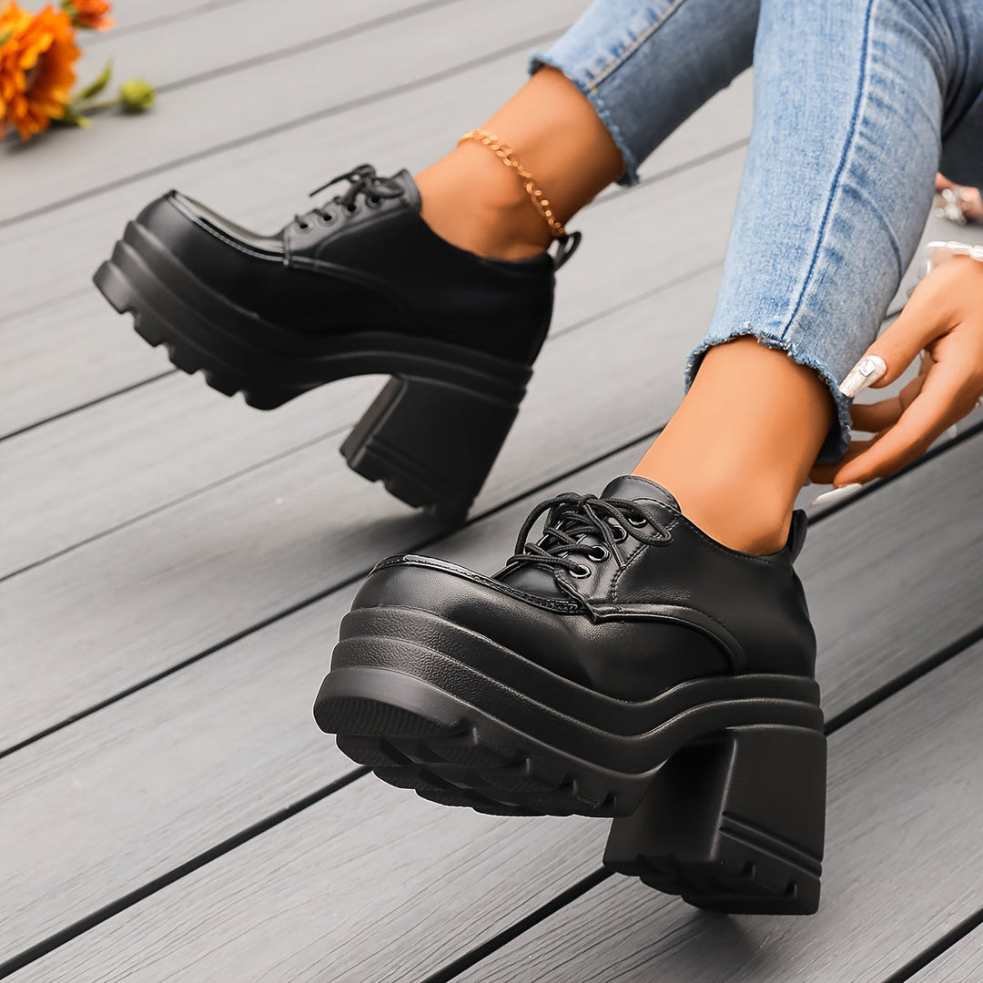 Damen Schnür-Schuhe mit Absatz | Plateau