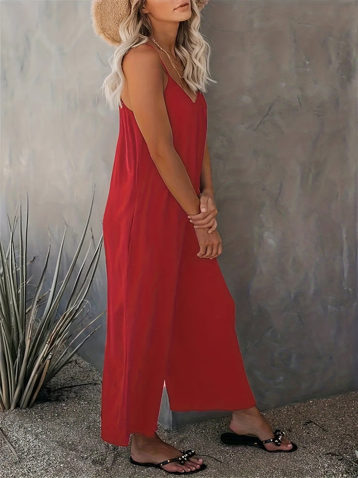 Women's Jumpsuit with Thin Straps | Wide Legs