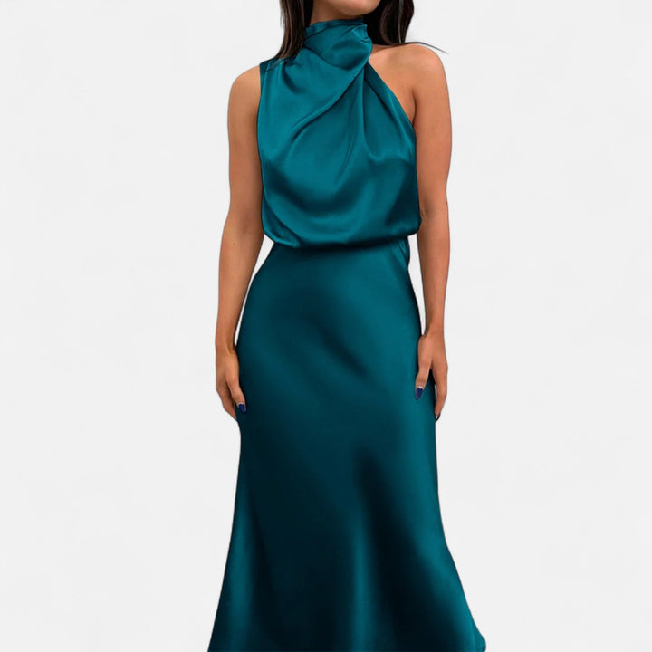 Damen Abendkleid mit hohem Ausschnitt | Maxi