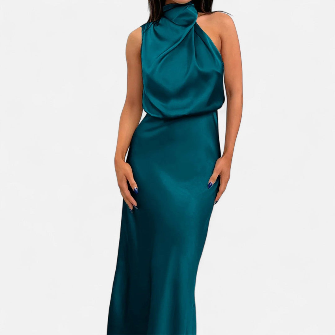 Damen Abendkleid mit hohem Ausschnitt | Maxi