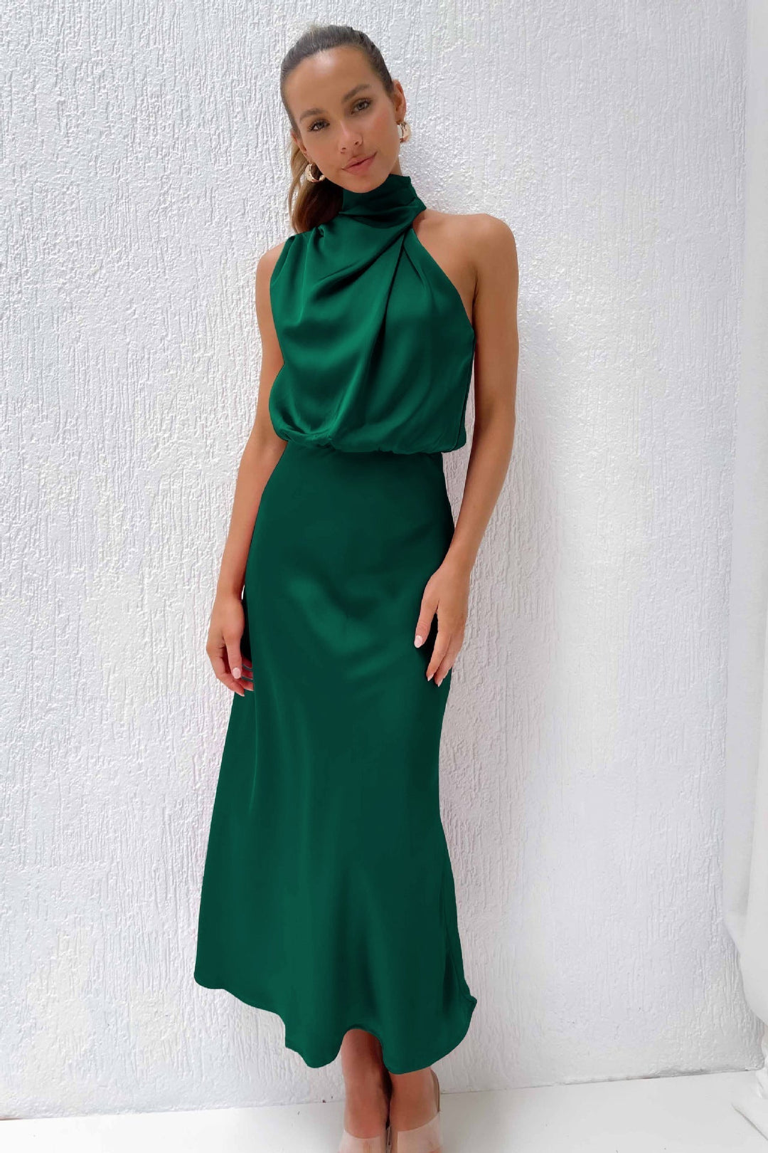 Vestido Feminino para Casamento com Decote Halter | Midi