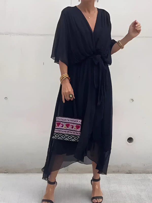Vestido Feminino de Verão com Decote V | Midi