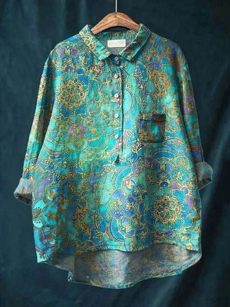 Damen Sommerbluse mit Blumenmuster | Kurzarm
