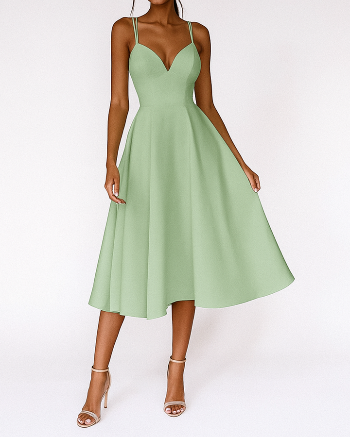Damen Hochzeitskleid mit Trägern | Midi