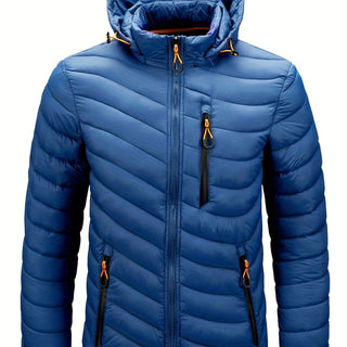 Męskie Zimowa Pikowana Kurtka | Z Kapturem i Zamkiem