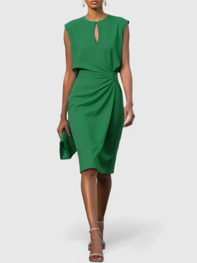 Damen gerafftes Abendkleid | Midi