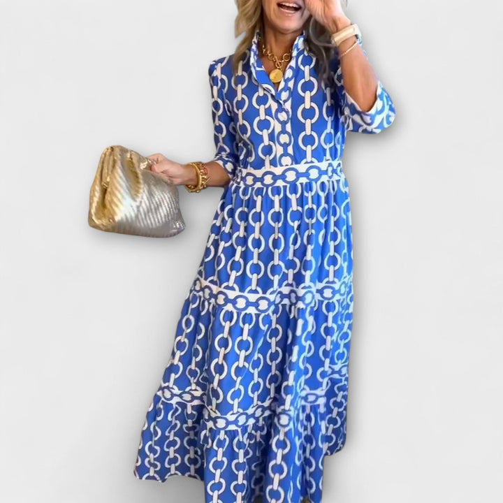 Damen Hemdblusenkleid mit 3/4-Arm | Midi