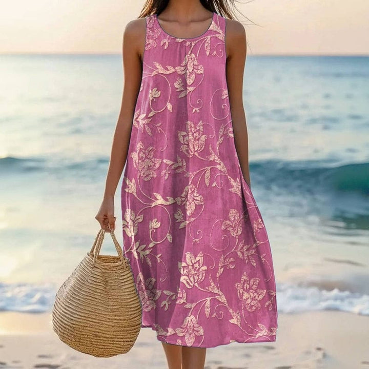 Damen-Blumenstrandkleid | Midi