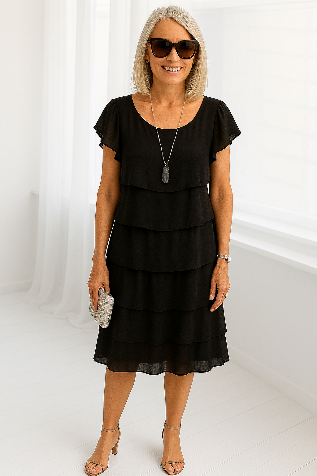 Vestido Feminino de Verão em Camadas | Midi