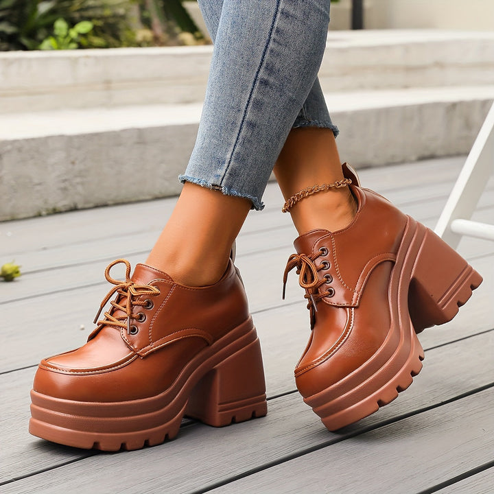 Damen Schnür-Schuhe mit Absatz | Plateau