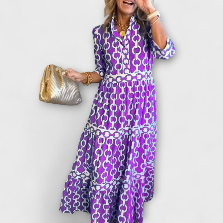 Damen Hemdblusenkleid mit 3/4-Arm | Midi