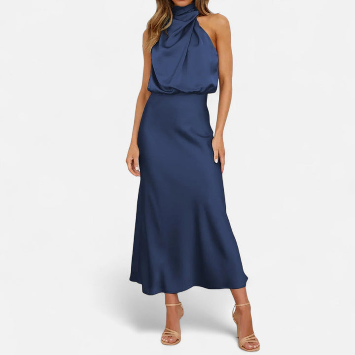 Damen Abendkleid mit hohem Ausschnitt | Maxi