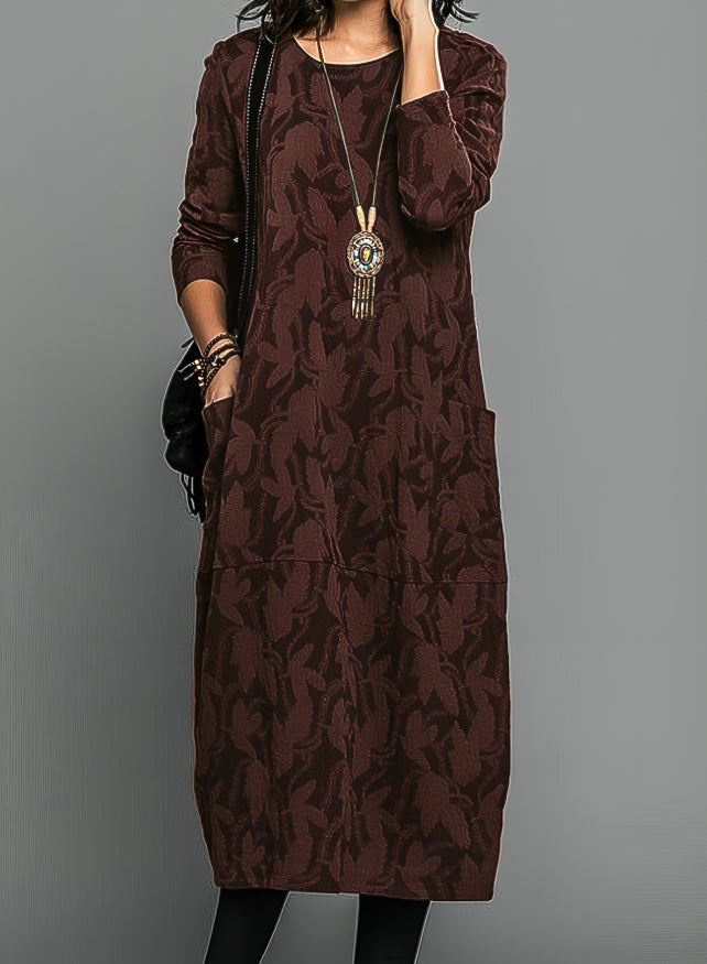 Long Midi Dress with Long Sleeves | Casual with Pockets