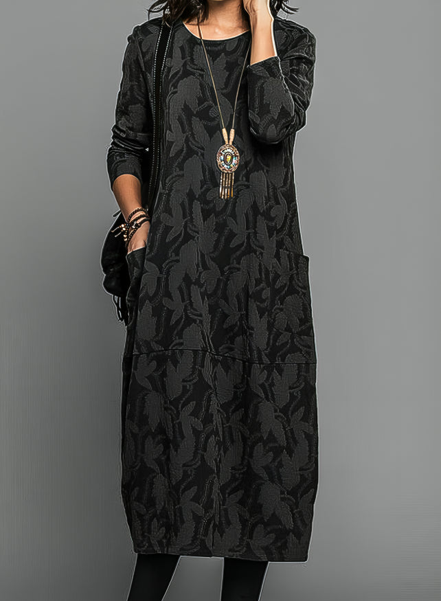 Long Midi Dress with Long Sleeves | Casual with Pockets