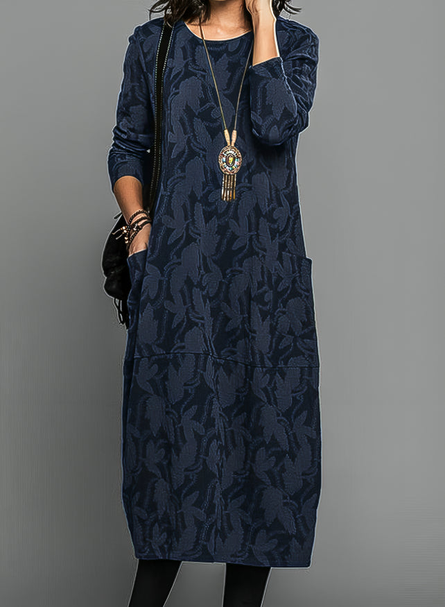 Long Midi Dress with Long Sleeves | Casual with Pockets