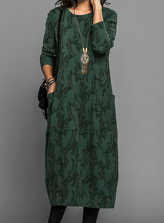 Long Midi Dress with Long Sleeves | Casual with Pockets
