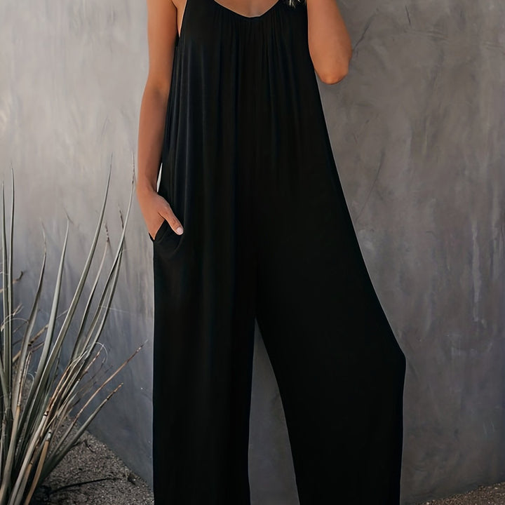 Women's Jumpsuit with Thin Straps | Wide Legs