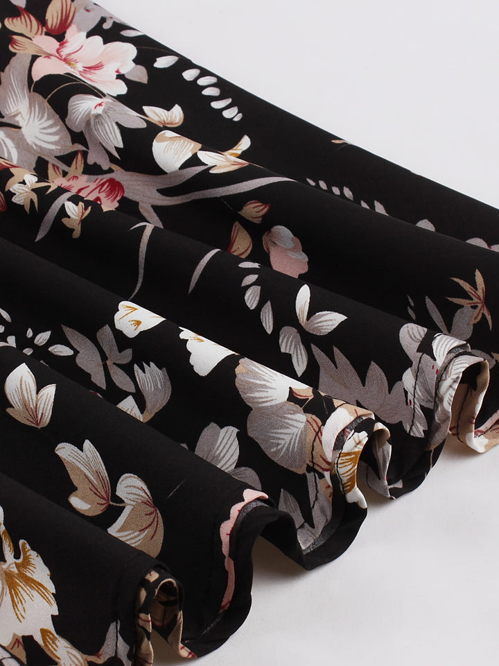 Damen Blumen-Maxikleid | Lange Ärmel