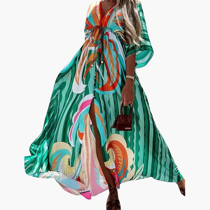 Damen Sommerkleid mit V-Ausschnitt | Maxi