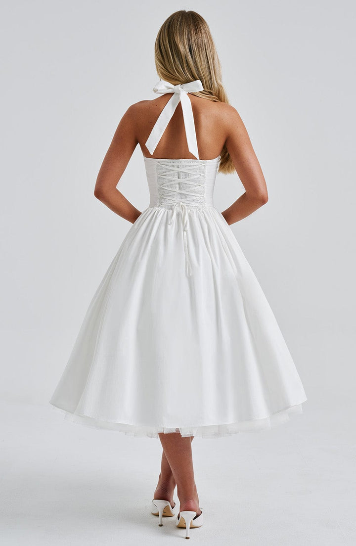 Damen Hochzeitskleid mit Neckholder | Midi
