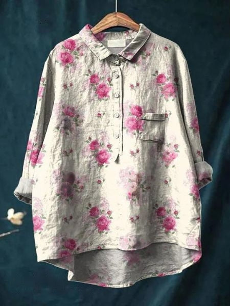 Damen Sommerbluse mit Blumenmuster | Kurzarm