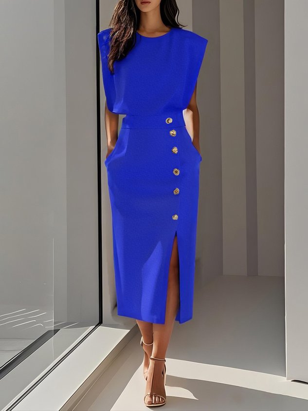 Damen Cocktailkleid Ärmellos | Midi