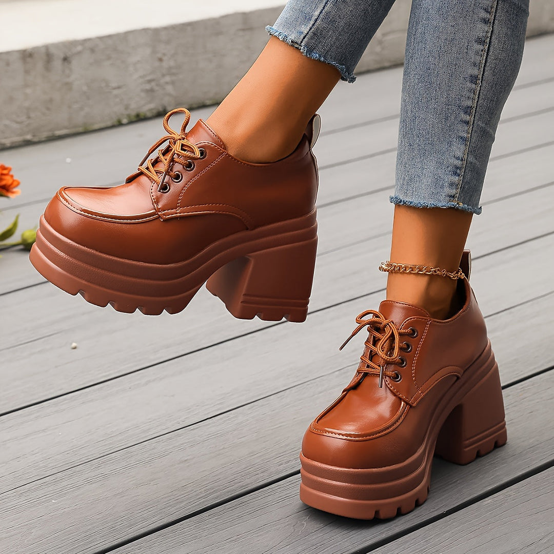 Damen Schnür-Schuhe mit Absatz | Plateau
