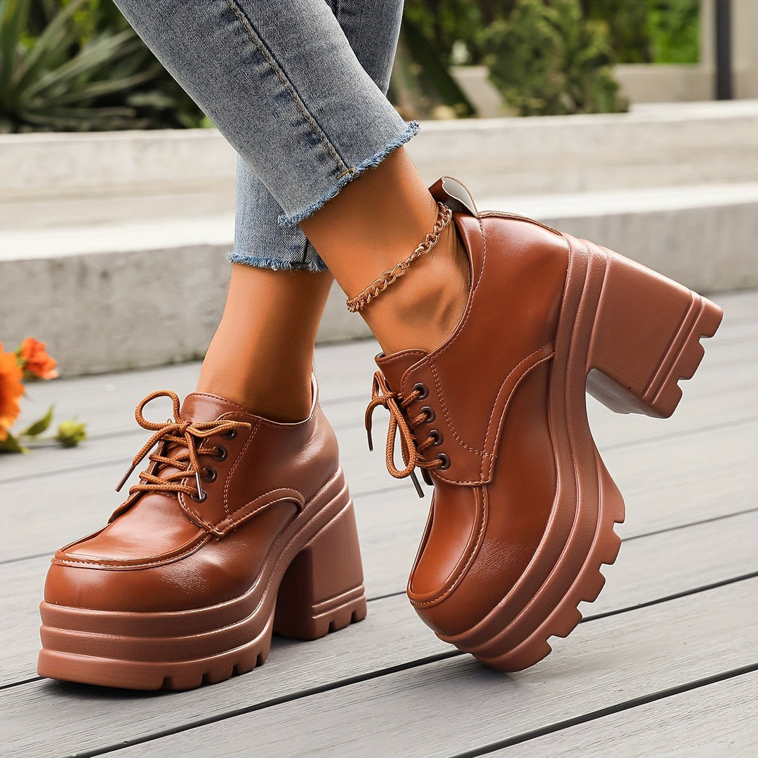 Damen Schnür-Schuhe mit Absatz | Plateau