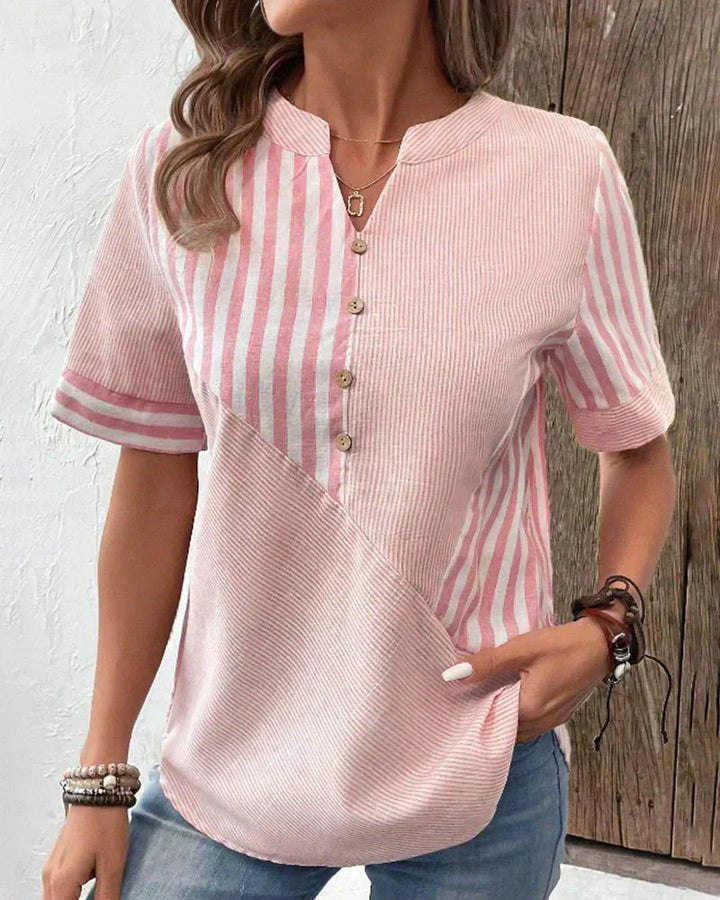 Damen Bluse mit Streifen | Knöpfe