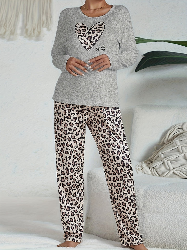 Damen Set Pyjama mit Leopardenmuster | Nachtwäsche und Hauskleidung