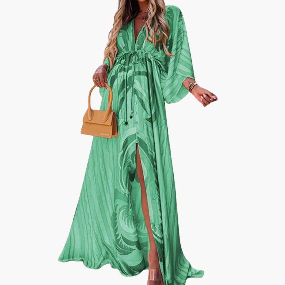 Damen Sommerkleid mit V-Ausschnitt | Maxi