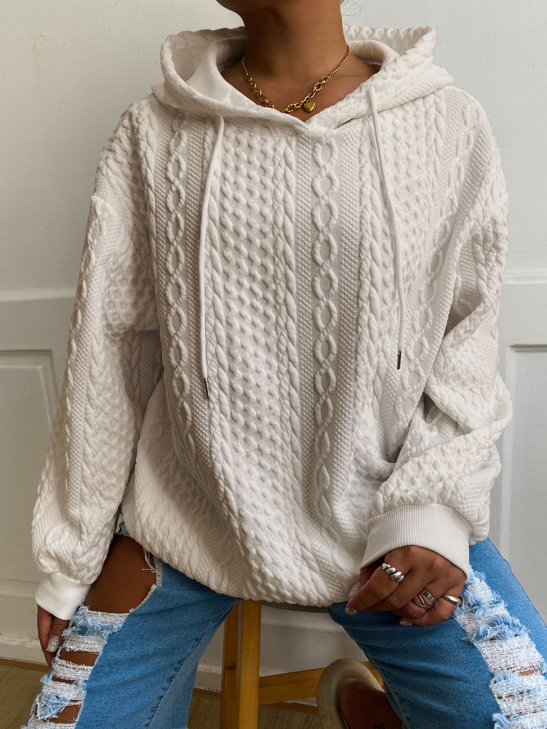 Damen Winter Strickjacke | Mit Kordelzug