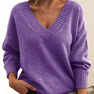 Damski sweter V-neck | Długi rękaw