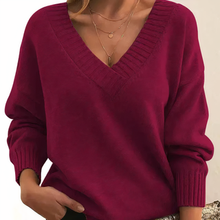 Damski sweter V-neck | Długi rękaw