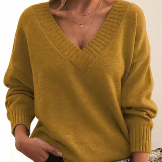 Damski sweter V-neck | Długi rękaw