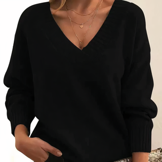 Damski sweter V-neck | Długi rękaw