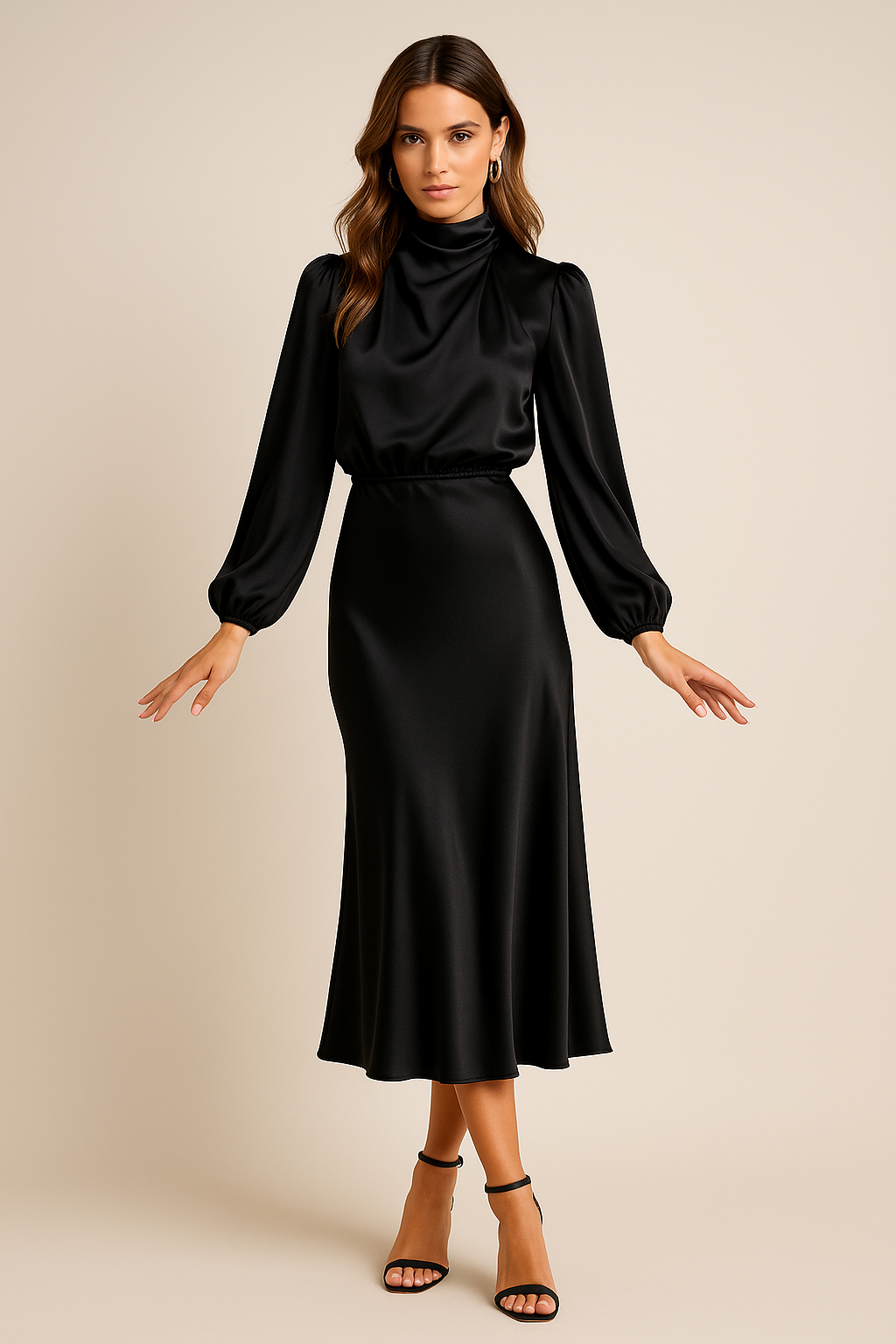 Damen Abendkleid Mit Stehkragen | Midi