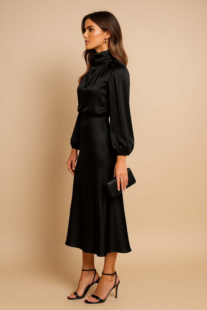 Damen Abendkleid Mit Stehkragen | Midi